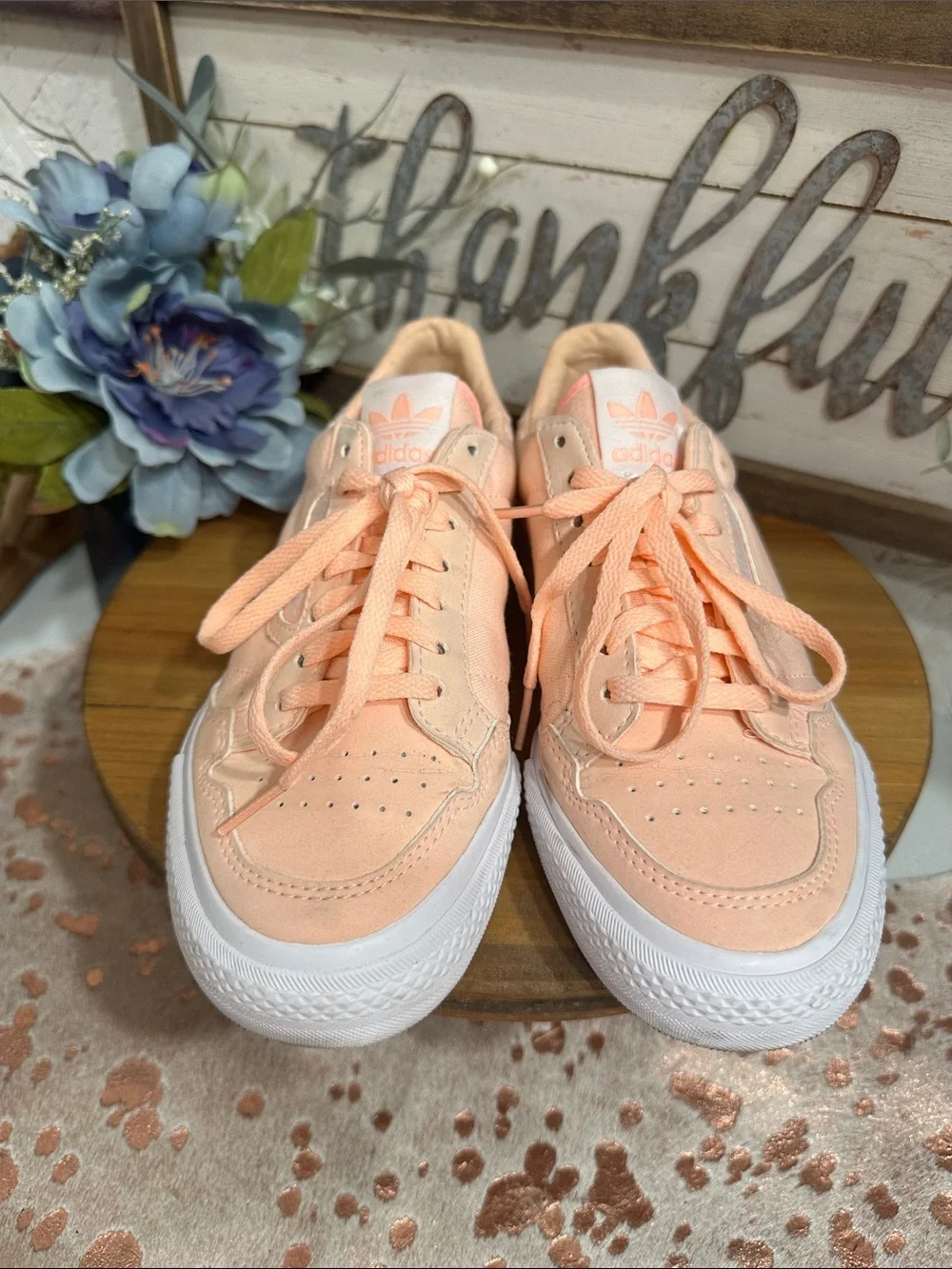 adidas Peach/White Kids Low-Top Sneakers
